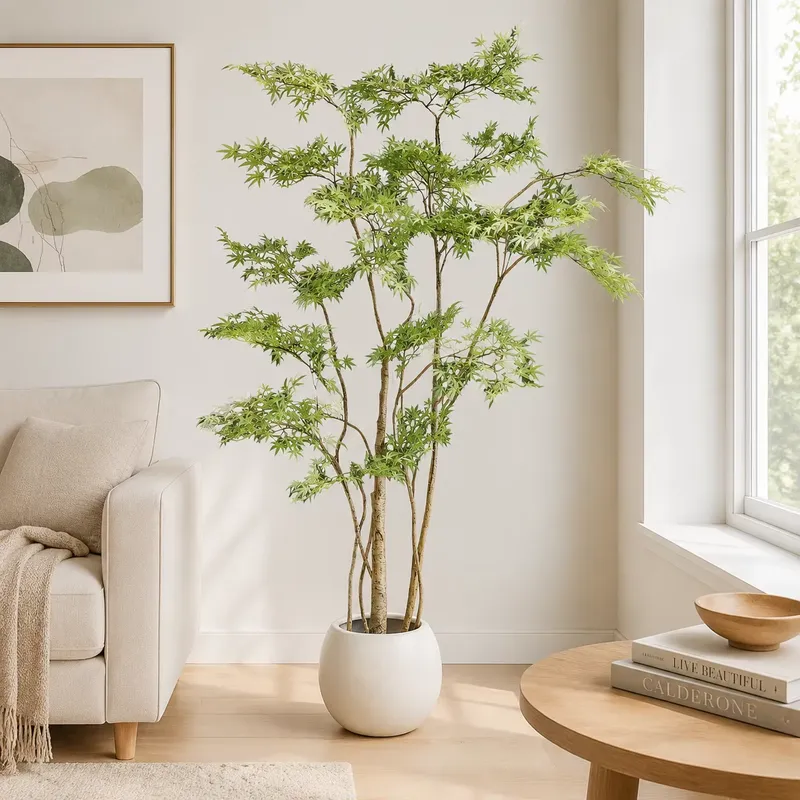 Dracaena Marginata - Gerçekçi Saksılı Yapay Japon Akçaağaç Ağacı,