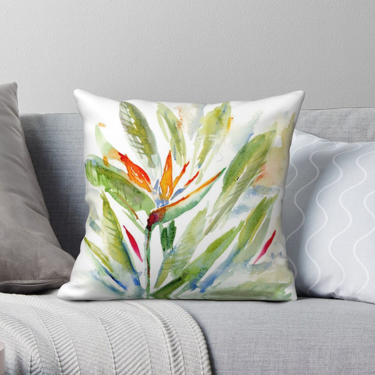 Bird Paradise Strelitzia - Cennet Kuşu Strelitzia Kare Yastık Kılıfı