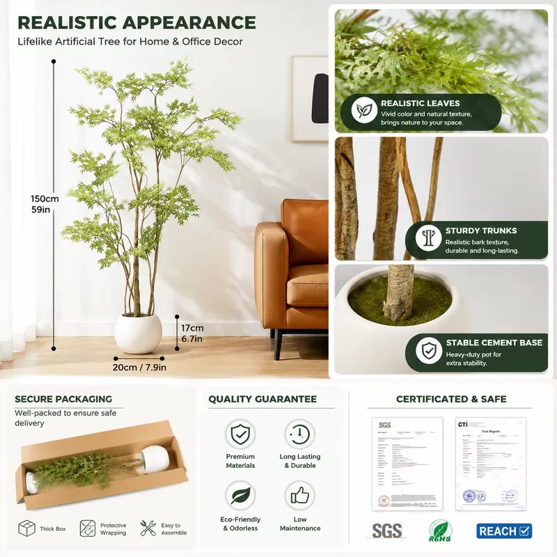 Gerçekçi Saksılı Yapay Japon A - Dracaena Marginata incelemesi ve fiyatı