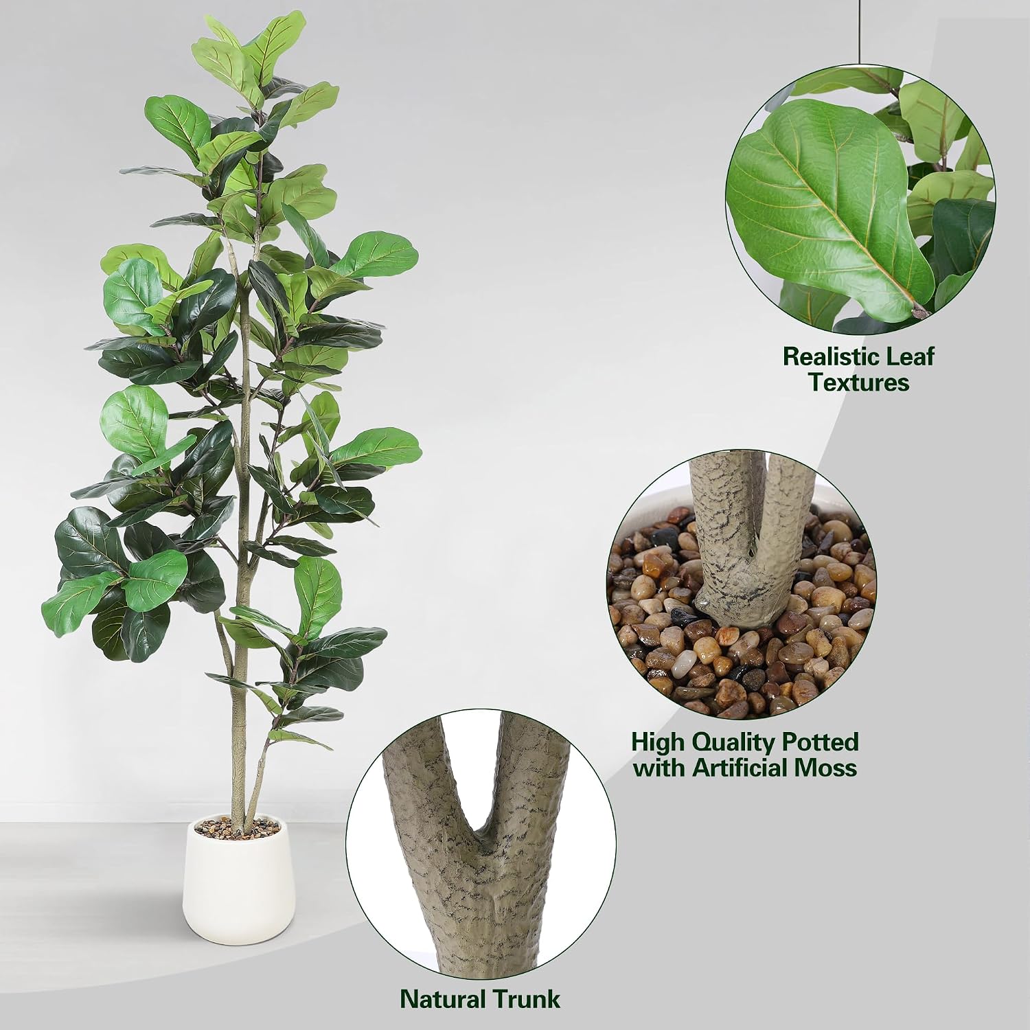 7ft Yapay Keman Yaprağı Ağacı  - Ficus Lyrata Tree incelemesi ve fiyatı